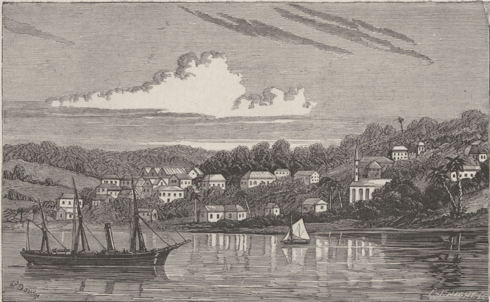 YORKSHIRE. Scarborough, Tobago 1870 old antique vintage print picture